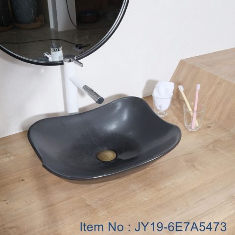 JY19-6E7A5473 Wholesale artistic color glazed oval bathroom ceramic washbasin