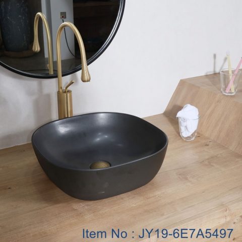 JY19-6E7A5497 Wholesale artistic color glazed oval bathroom ceramic washbasin