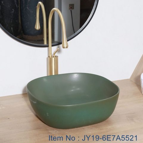 JY19-6E7A5521 Wholesale artistic color glazed oval bathroom ceramic washbasin