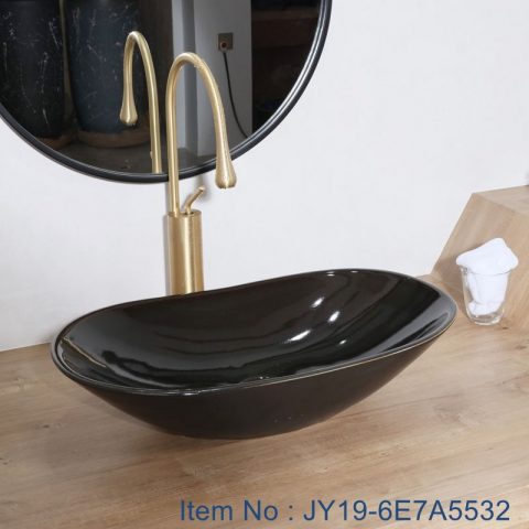 JY19-6E7A5532 China wholesale color glazed bathroom porcelain table top vanity basin