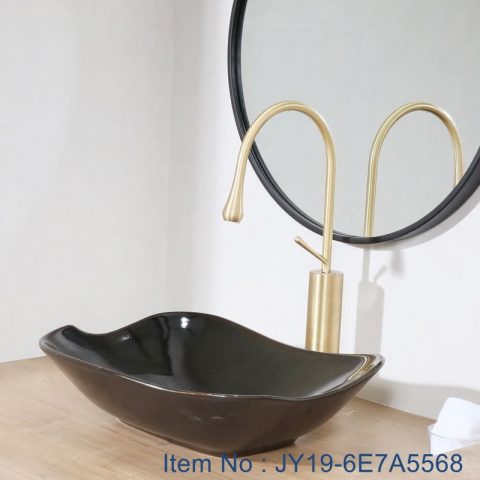 JY19-6E7A5568  Wholesale artistic color glazed oval bathroom ceramic washbasin