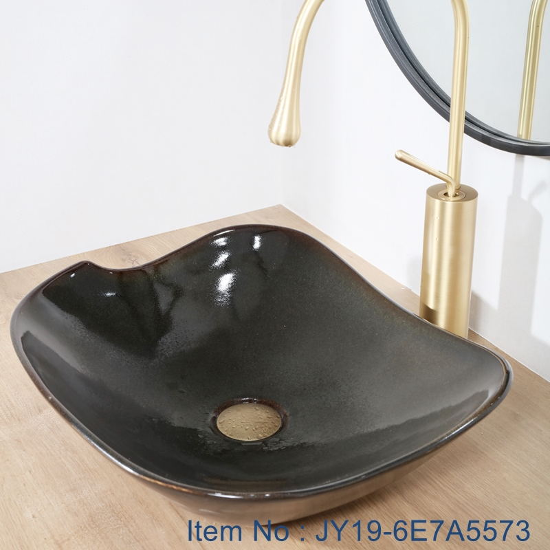JY19-6E7A5573_看图王 JY19-6E7A5573 China wholesale color glazed bathroom porcelain table top vanity basin - shengjiang  ceramic  factory   porcelain art hand basin wash sink