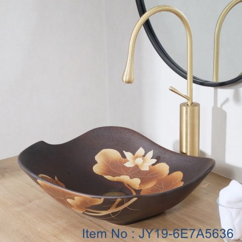 JY19-6E7A5636 China wholesale color glazed bathroom porcelain table top vanity basin