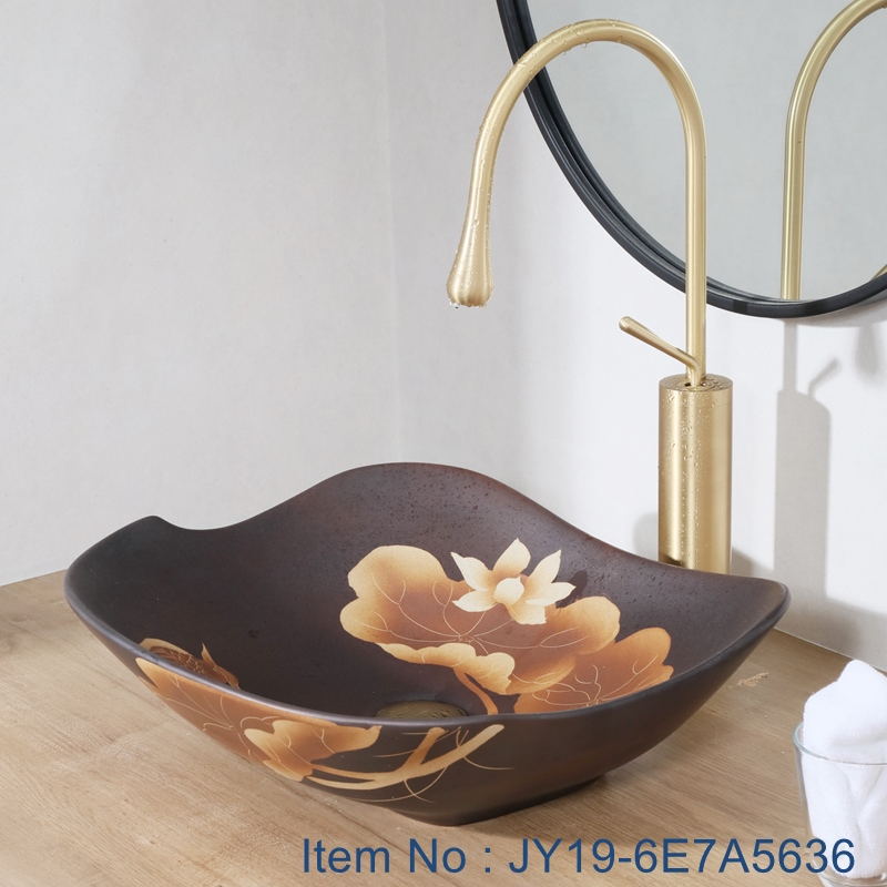 JY19-6E7A5636_看图王 JY19-6E7A5636 China wholesale color glazed bathroom porcelain table top vanity basin - shengjiang  ceramic  factory   porcelain art hand basin wash sink