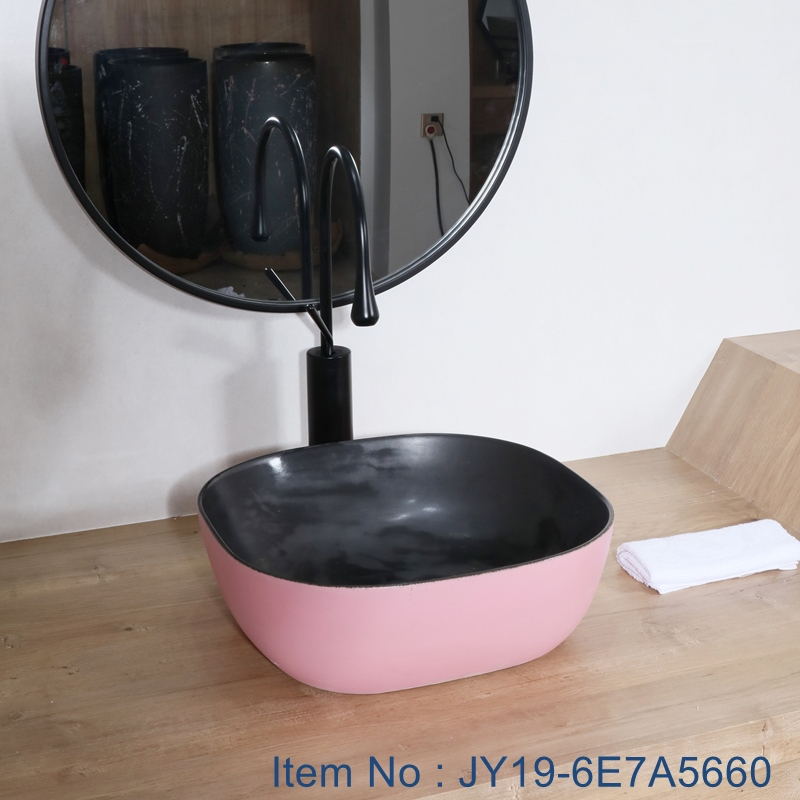 JY19-6E7A5660_看图王 JY19-6E7A5660 China wholesale color glazed bathroom porcelain table top vanity basin - shengjiang  ceramic  factory   porcelain art hand basin wash sink