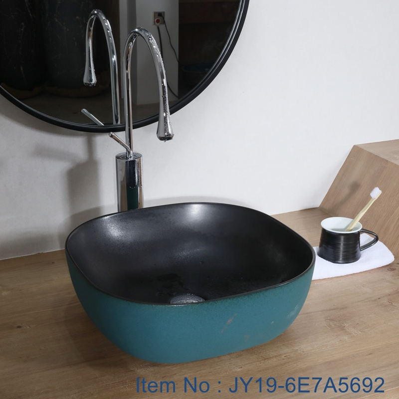 JY19-6E7A5692_看图王 JY19-6E7A5692 China wholesale color glazed bathroom porcelain table top vanity basin - shengjiang  ceramic  factory   porcelain art hand basin wash sink