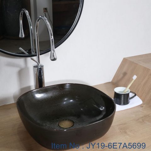 JY19-6E7A5699 Wholesale artistic color glazed oval bathroom ceramic washbasin