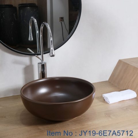 JY19-6E7A5712 Wholesale artistic color glazed oval bathroom ceramic washbasin