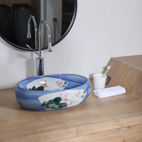 JY19-6E7A5762  New produced Jingdezhen Jiangxi typical color art ceramic sink