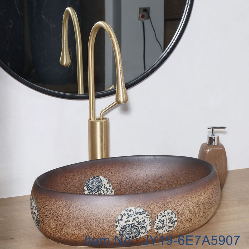 JY19-6E7A5907_看图王 JY19-6E7A5907 China wholesale color glazed bathroom porcelain table top vanity basin - shengjiang  ceramic  factory   porcelain art hand basin wash sink