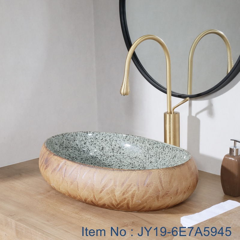 JY19-6E7A5945_看图王 JY19-6E7A5945 Wholesale artistic color glazed oval bathroom high quality ceramic washbasin - shengjiang  ceramic  factory   porcelain art hand basin wash sink