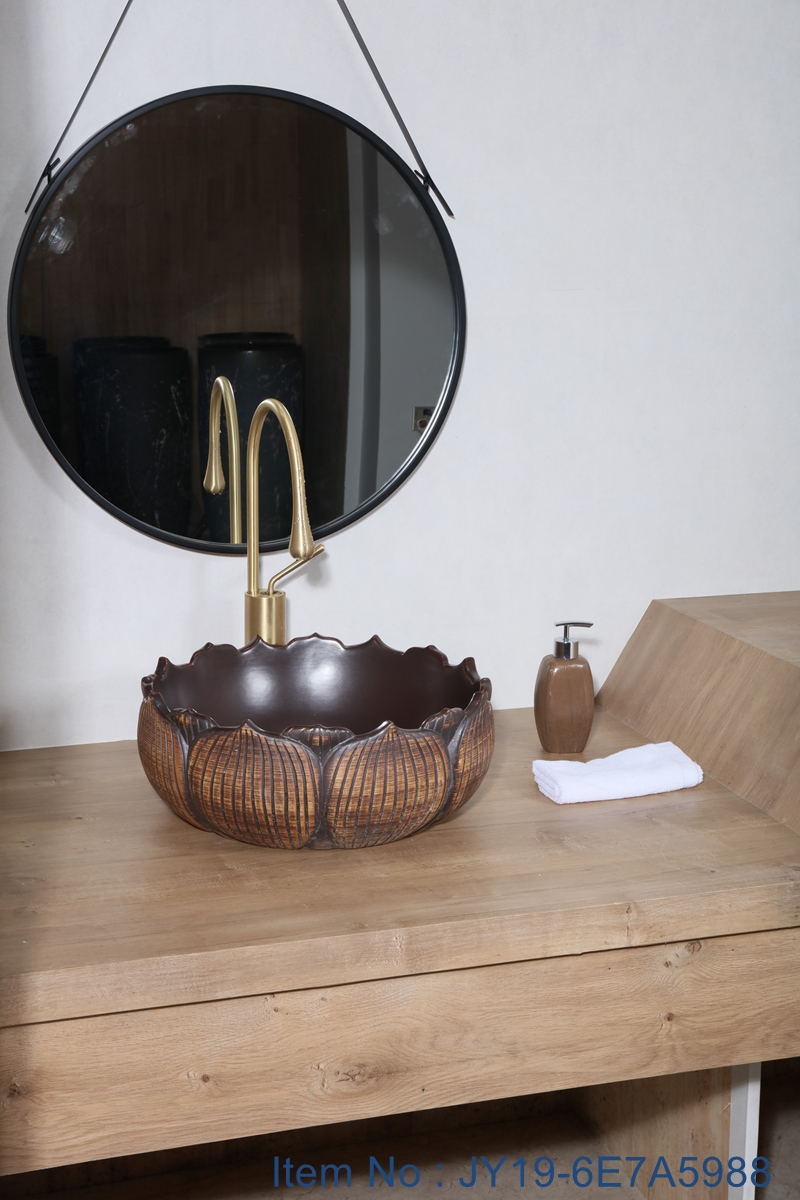 JY19-6E7A5988_看图王 JY19-6E7A5988 China wholesale color glazed bathroom porcelain table top vanity basin - shengjiang  ceramic  factory   porcelain art hand basin wash sink