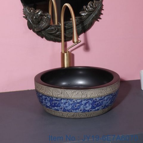 JY19-6E7A6070 China wholesale color glazed bathroom porcelain table top vanity basin