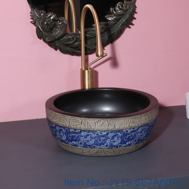 JY19-6E7A6070_看图王 JY19-6E7A6070 China wholesale color glazed bathroom porcelain table top vanity basin - shengjiang  ceramic  factory   porcelain art hand basin wash sink