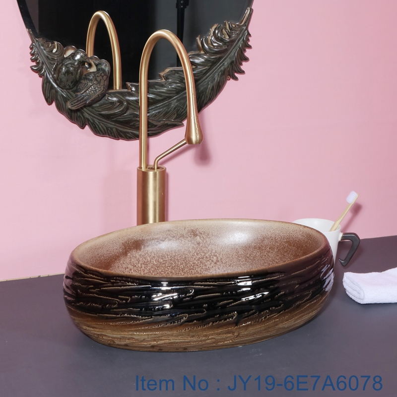 JY19-6E7A6078_看图王 JY19-6E7A6078 Wholesale artistic color glazed oval bathroom ceramic washbasin - shengjiang  ceramic  factory   porcelain art hand basin wash sink