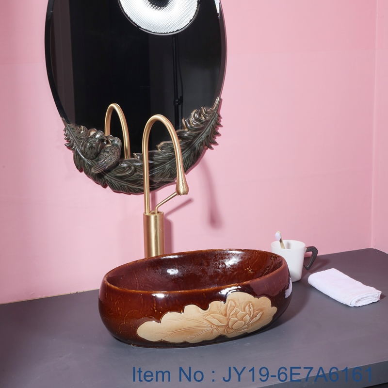 JY19-6E7A6161_看图王 JY19-6E7A6161 Wholesale artistic color glazed oval bathroom ceramic washbasin - shengjiang  ceramic  factory   porcelain art hand basin wash sink