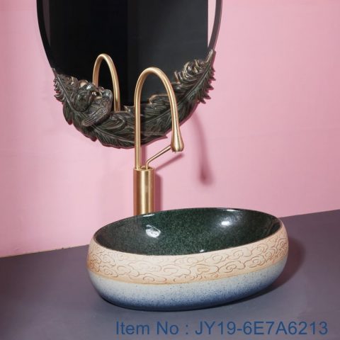 JY19-6E7A6213 New produced Jingdezhen Jiangxi typical floral art ceramic sink