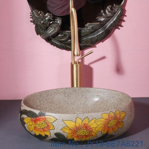 JY19-6E7A6221 China wholesale color glazed bathroom porcelain table top vanity basin