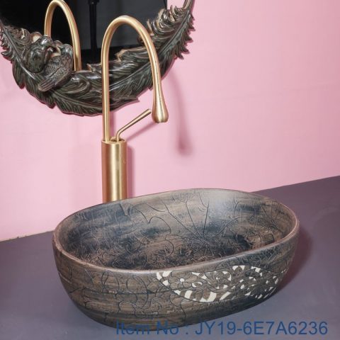 JY19-6E7A6236 China wholesale color glazed bathroom porcelain table top vanity basin