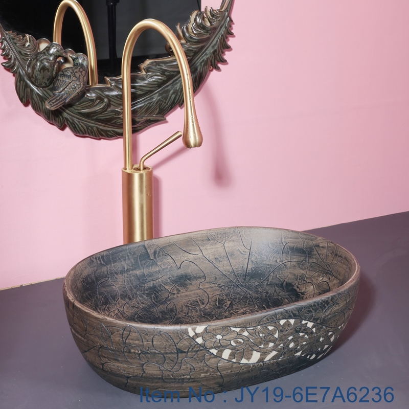 JY19-6E7A6236_看图王 JY19-6E7A6236 China wholesale color glazed bathroom porcelain table top vanity basin - shengjiang  ceramic  factory   porcelain art hand basin wash sink