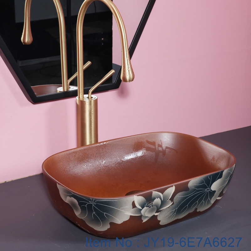 JY19-6E7A6627 JY19-6E7A6627 Jingdezhen unique design art ceramic one piece freestanding basin - shengjiang  ceramic  factory   porcelain art hand basin wash sink