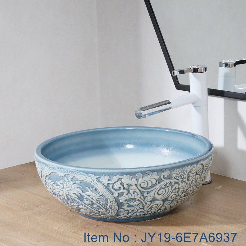 JY19-6E7A6937 JY19-6E7A6937 Chinese factory direct art ceramic beautiful bathroom washing sink - shengjiang  ceramic  factory   porcelain art hand basin wash sink