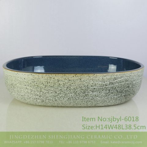 sjbyl-6018 Large oval knife inking point interior decorative glaze table basin porcelain basin wash basin daily ceramic basin