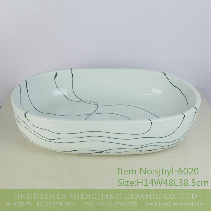 sjbyl-6020-（大椭圆）地下河 sjbyl-6020  jingdezhen new Chinese style Daily ceramic basin large oval underground river porcelain basin wash basin - shengjiang  ceramic  factory   porcelain art hand basin wash sink