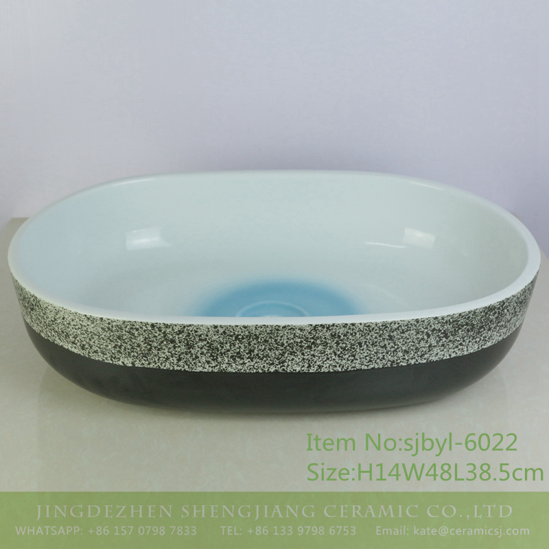 sjbyl-6022-（大椭圆）鹅卵石 sjbyl-6022  Porcelain basin with large oval cobblestone pattern for daily use - shengjiang  ceramic  factory   porcelain art hand basin wash sink