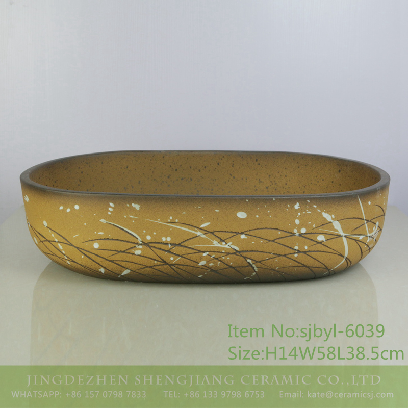 sjbyl-6039-（大椭圆）柳絮 sjbyl-6039 Jingdezhen willow pattern daily ceramic basin large oval porcelain basin wash basin - shengjiang  ceramic  factory   porcelain art hand basin wash sink