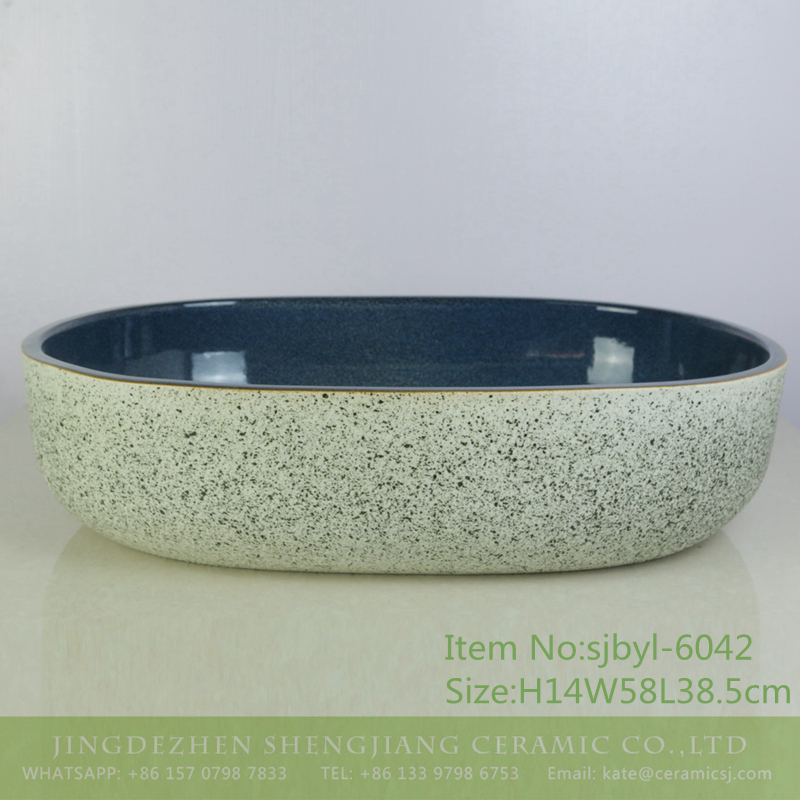 sjbyl-6042-（大椭圆）墨点内花釉-1 sjbyl-6042 Chinese style wash basin daily ceramic basin ink point within the flower glaze large oval porcelain basin - shengjiang  ceramic  factory   porcelain art hand basin wash sink