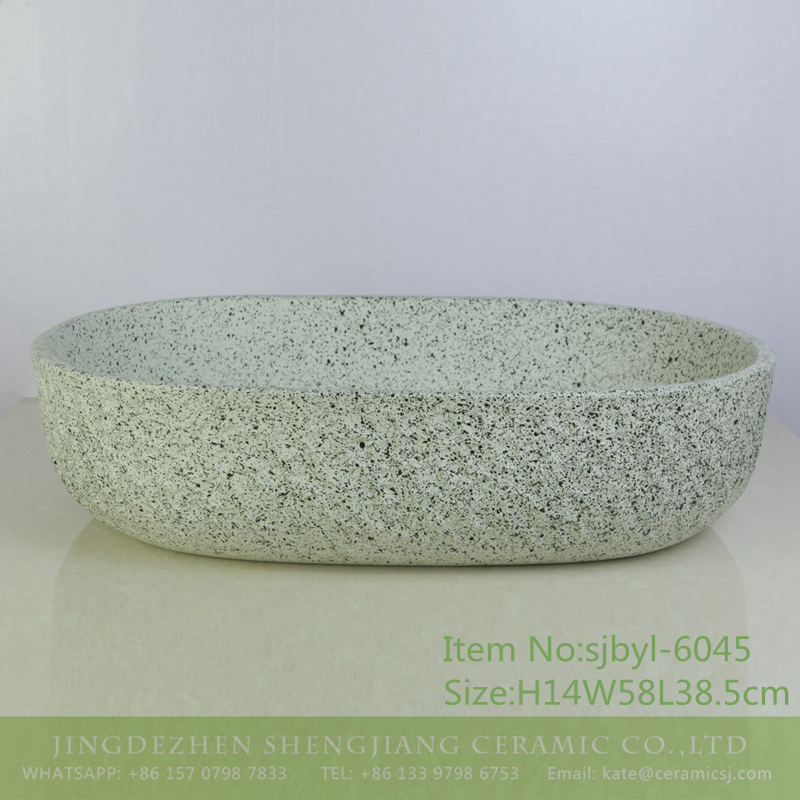 sjbyl-6045-（大椭圆）墨点岩刻 sjbyl-6045 Ink point rock pattern Chinese wash basin daily ceramic basin large oval porcelain basin - shengjiang  ceramic  factory   porcelain art hand basin wash sink