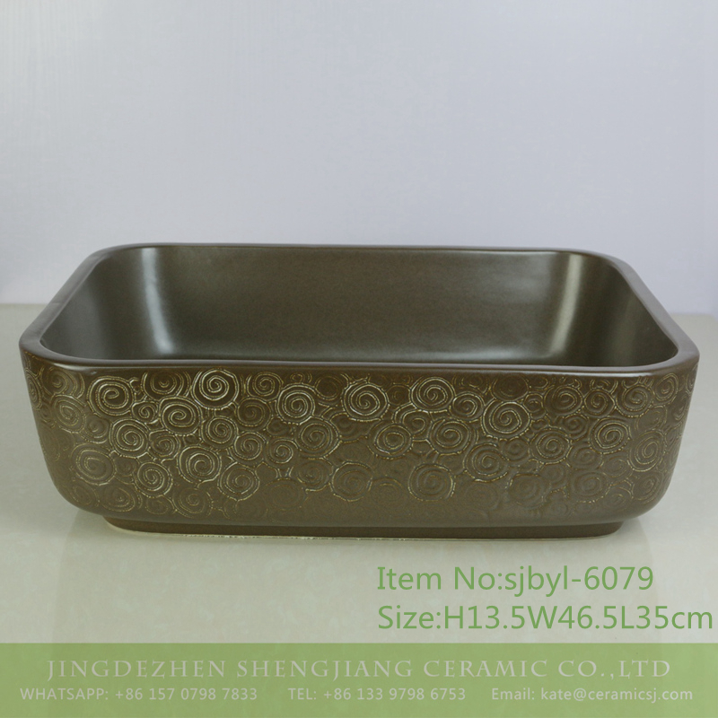 sjbyl-6079-（长）卷纹-1 sjbyl-6079 Chinese style Roll pattern wash basin daily ceramic basin large oval porcelain basin - shengjiang  ceramic  factory   porcelain art hand basin wash sink