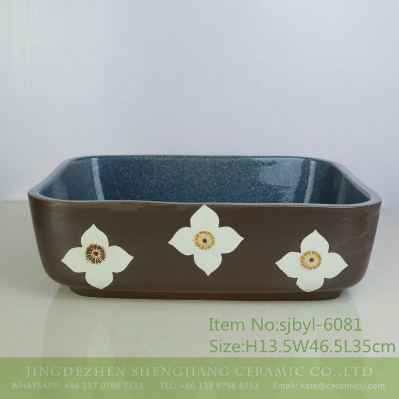 sjbyl-6081-（长）兰花四瓣百合 sjbyl-6081 Orchid four petals lily wash basin daily ceramic basin large oval porcelain basin - shengjiang  ceramic  factory   porcelain art hand basin wash sink