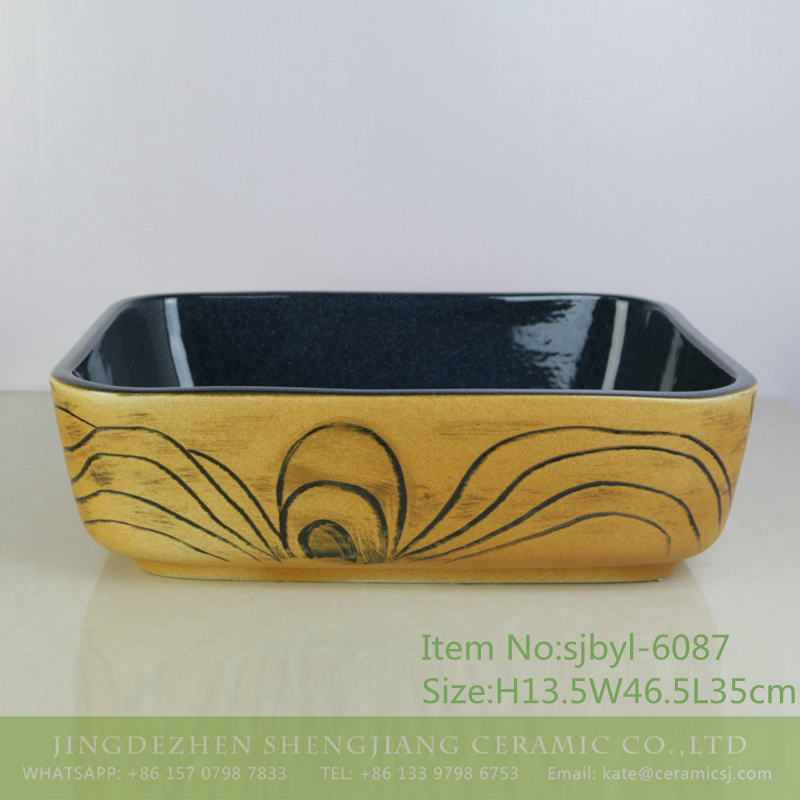 sjbyl-6087-（长）翅膀 sjbyl-6087 Wing pattern wash basin daily ceramic basin large oval porcelain basin - shengjiang  ceramic  factory   porcelain art hand basin wash sink