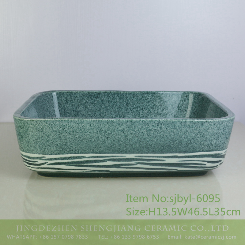 sjbyl-6095-（长）点线面 sjbyl-6095 Contracted dot line face grain wash gargle daily pottery and porcelain basin big ellipse porcelain basin - shengjiang  ceramic  factory   porcelain art hand basin wash sink