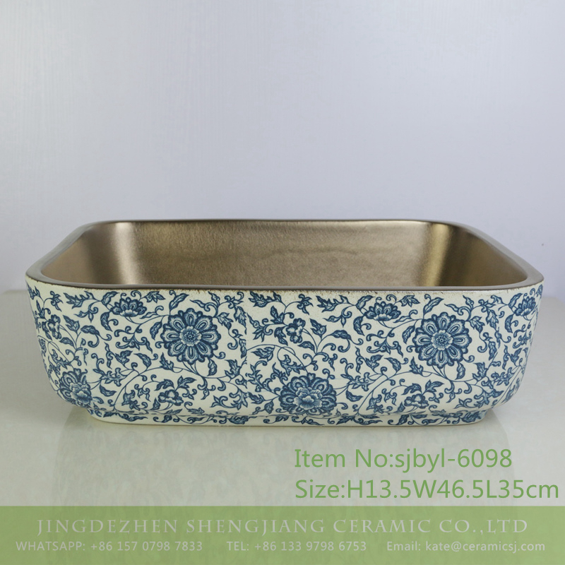 sjbyl-6098-（长）亚光金外穿枝莲 sjbyl-6098 Matte gold exterior through the branches of the lotus wash basin household porcelain basin large oval porcelain basin - shengjiang  ceramic  factory   porcelain art hand basin wash sink