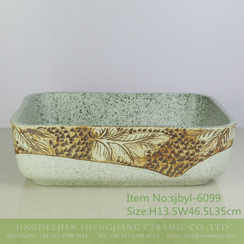 sjbyl-6099-（长）岩层 sjbyl-6099 European type wash gargle basin with rock pattern ceramic basin for daily use large oval porcelain basin - shengjiang  ceramic  factory   porcelain art hand basin wash sink