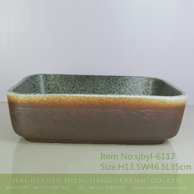 sjbyl-6117-（长）深古云彩 sjbyl-6117 Wash basin daily pottery and porcelain basin brunet imitate ancient ancient cloud big oval porcelain basin - shengjiang  ceramic  factory   porcelain art hand basin wash sink