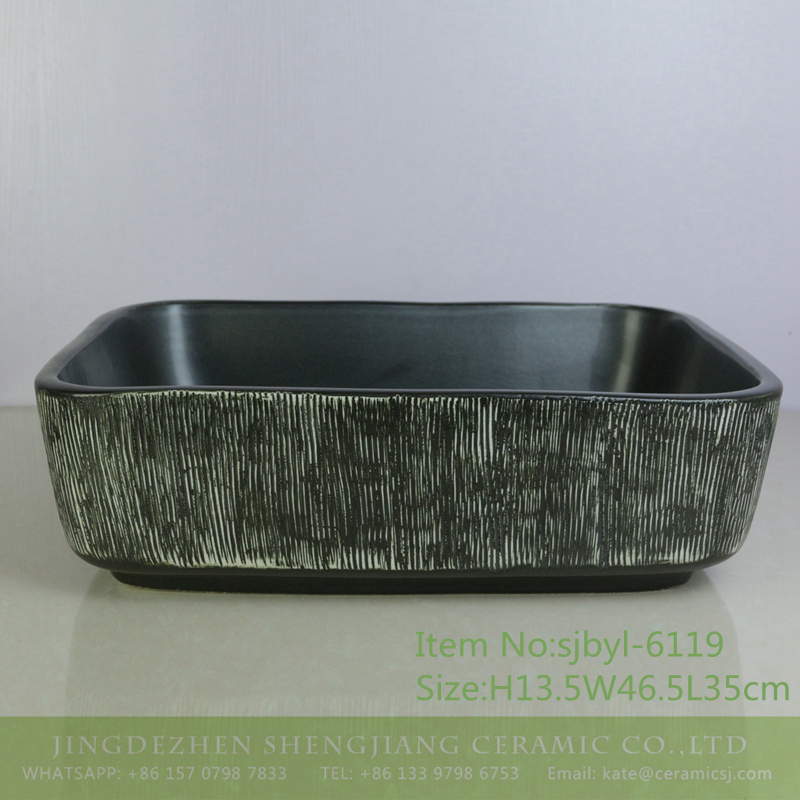 sjbyl-6119-（长）树纹 sjbyl-6119 Brunet tree grain ceramic basin basin basin basin wash basin daily basin is resistant to dirt high quality - shengjiang  ceramic  factory   porcelain art hand basin wash sink