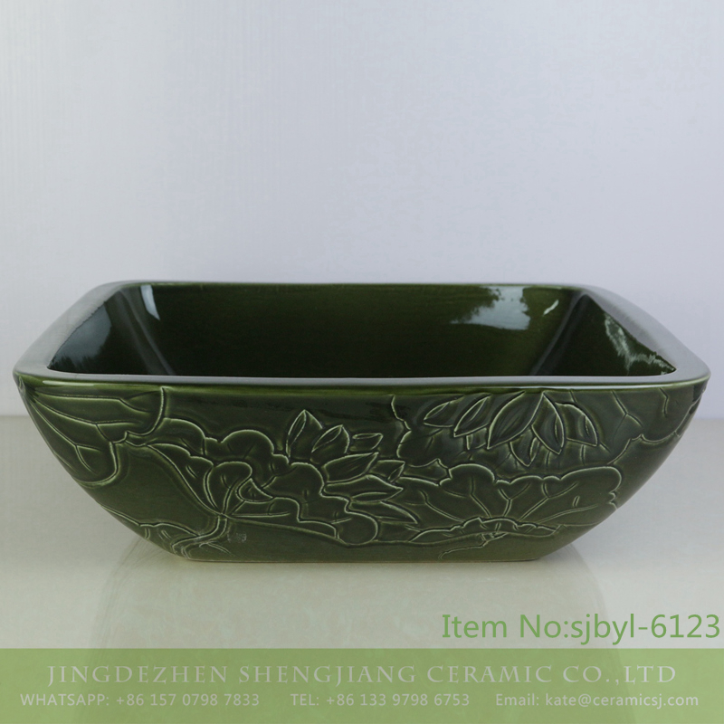 sjbyl-6123-（正）和满堂 sjbyl-6123 Meaning harmonious lotus decorative pattern ceramic basin wash basin daily basin is resistant to dirt high quality - shengjiang  ceramic  factory   porcelain art hand basin wash sink