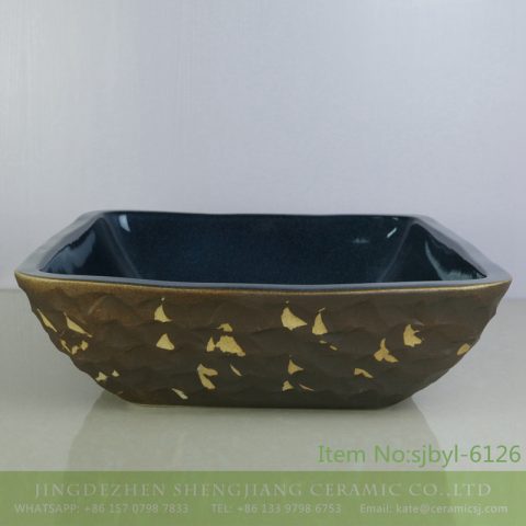 sjbyl-6126 Shengjiang Yellow wild goose pattern ceramic basin wash basin daily household hotel toilet high quality