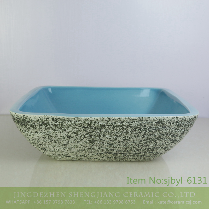 sjbyl-6131-（正）墨点内蓝 sjbyl-6131 Exterior ink point interior blue lavabo pottery and porcelain basin household daily use beautiful quality is good - shengjiang  ceramic  factory   porcelain art hand basin wash sink