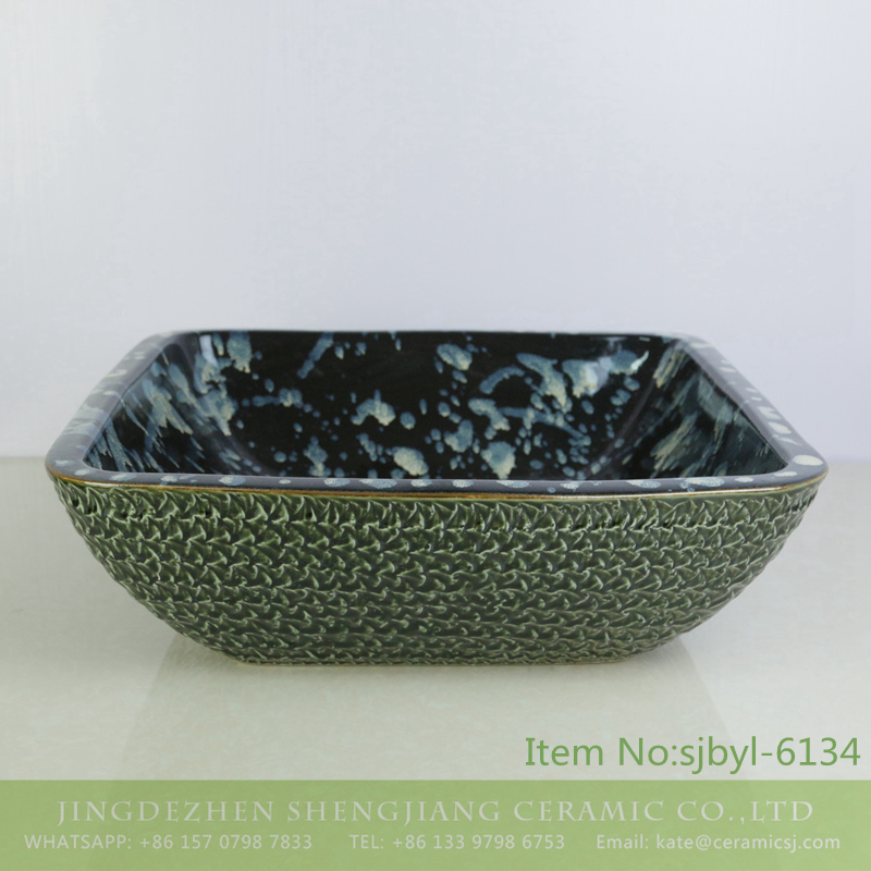 sjbyl-6134-（正）千鸟格 sjbyl-6134 Ceramic basin jingdezhen system outside printed with thousands of birds checked pattern internal smooth household wash basin cleaning basin - shengjiang  ceramic  factory   porcelain art hand basin wash sink