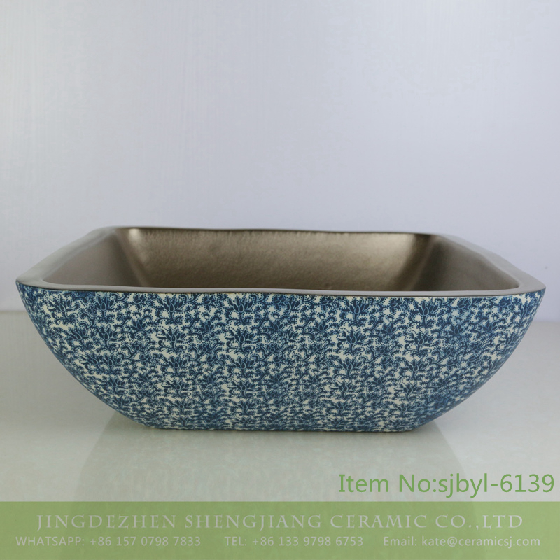 sjbyl-6139-（正）亚光金小芽满地 sjbyl-6139 Matte small bud is full of floor decorative pattern pottery and porcelain basin wash gargle clean basin daily - shengjiang  ceramic  factory   porcelain art hand basin wash sink