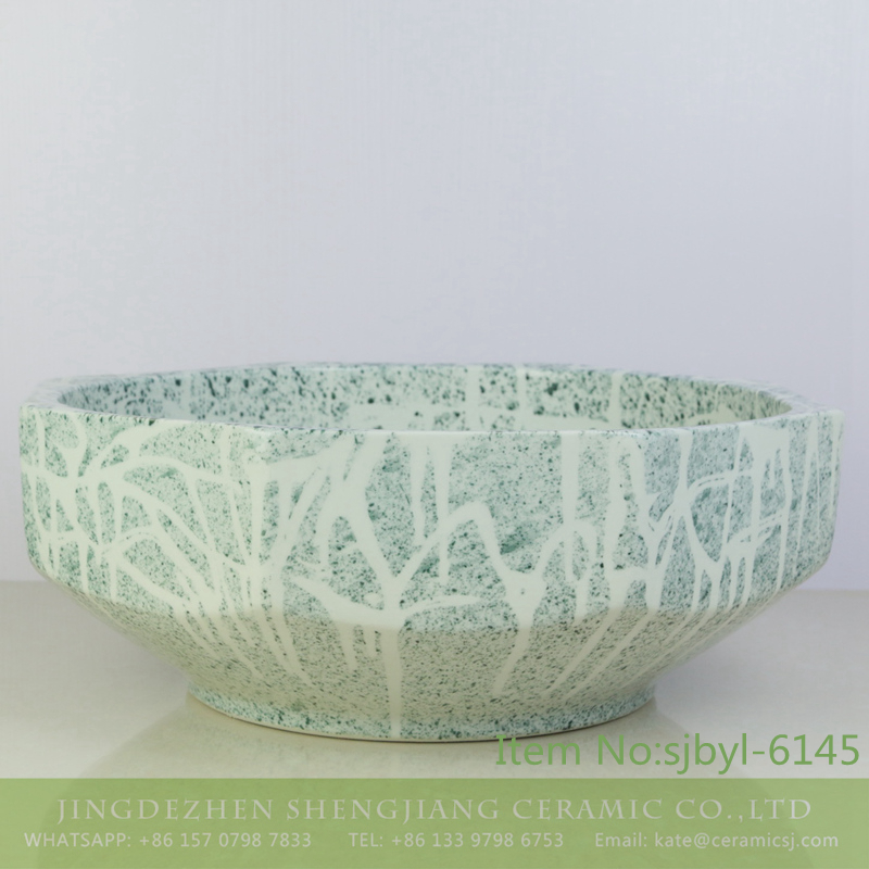 sjbyl-6145-八角墨点流水 sjbyl-6145 Light-colored octagonal ink point water grain ceramic basin daily use high-grade ceramic durable daily necessities - shengjiang  ceramic  factory   porcelain art hand basin wash sink