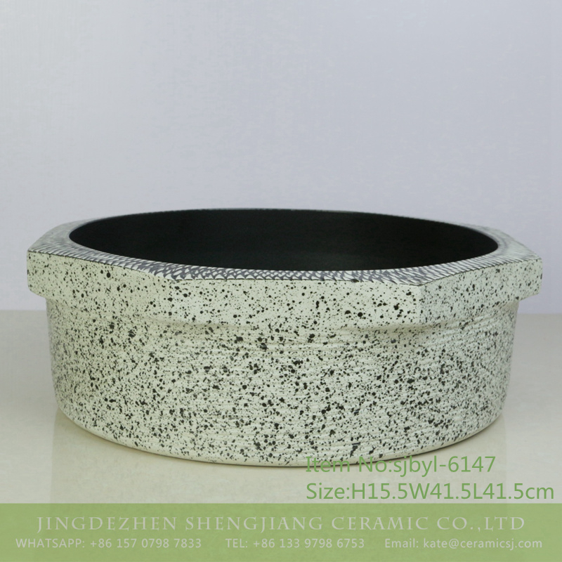 sjbyl-6147-八角网边墨点 sjbyl-6147 Octagonal mesh edge ink point style China ceramic basin daily use high-grade ceramic wash basin - shengjiang  ceramic  factory   porcelain art hand basin wash sink