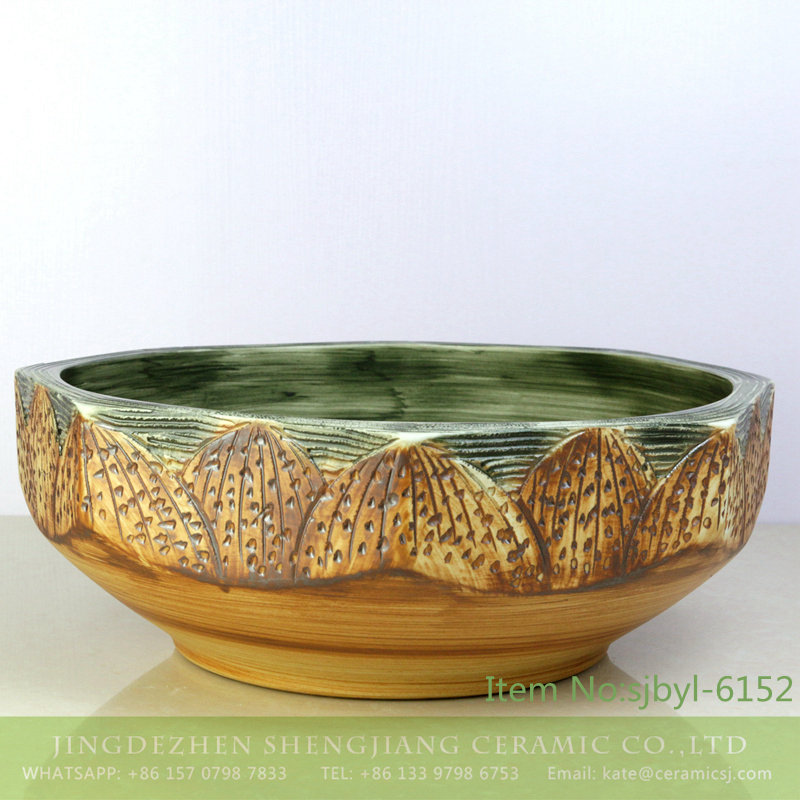 sjbyl-6152-八角荷花台 sjbyl-6152 Octagonal lotus table pattern daily use of high-grade ceramic wash basin China ceramic basin washroombasin - shengjiang  ceramic  factory   porcelain art hand basin wash sink