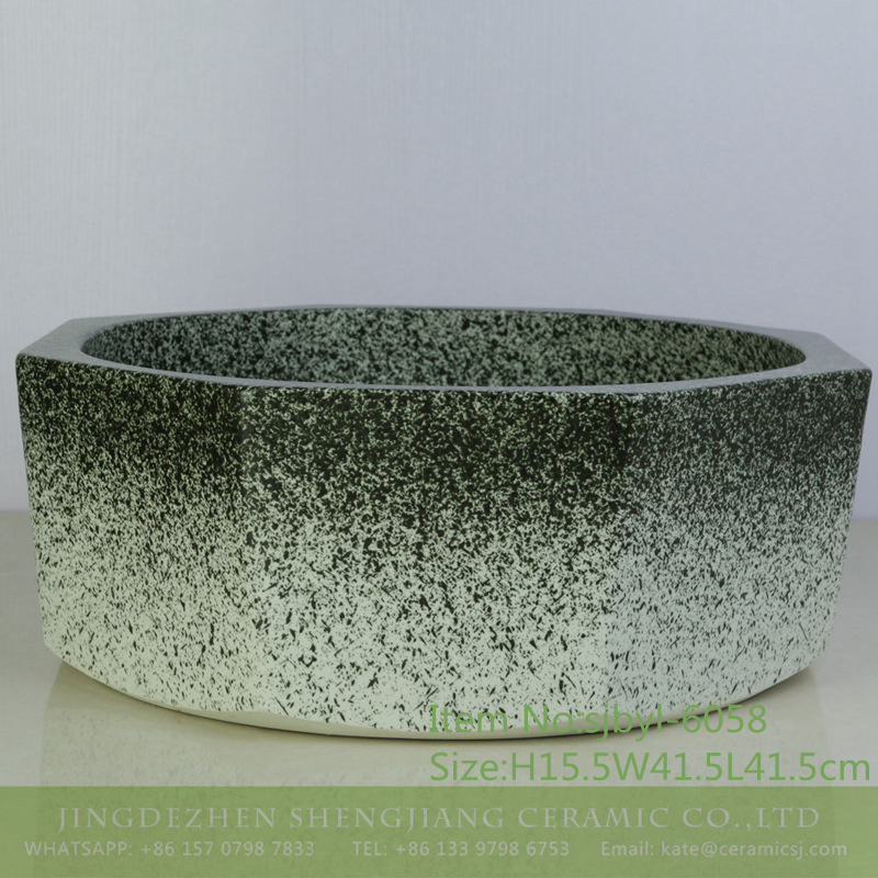 sjbyl-6158-八角渐变墨点 sjbyl-6158 Gradient ink point octagonal hand wash basin hand-painted daily high-end wash basin household washroombasin ceramicbasin - shengjiang  ceramic  factory   porcelain art hand basin wash sink