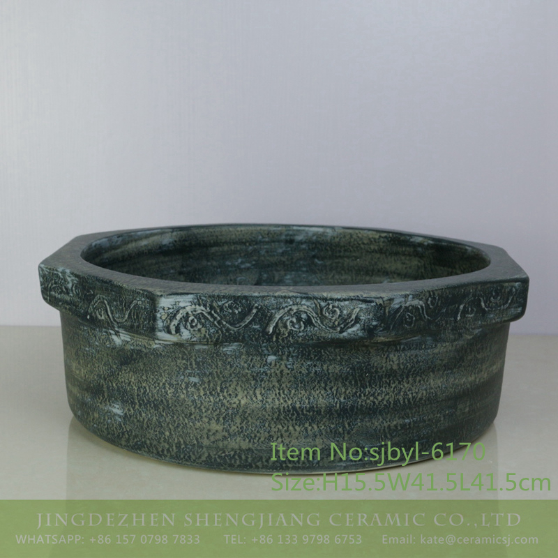 sjbyl-6170-八角图腾 sjbyl-6170 Ceramic basin washbasin high-grade household daily totem pattern made in jingdezhen - shengjiang  ceramic  factory   porcelain art hand basin wash sink